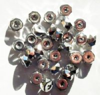 25 4x8mm Faceted Silver Rondelle Beads